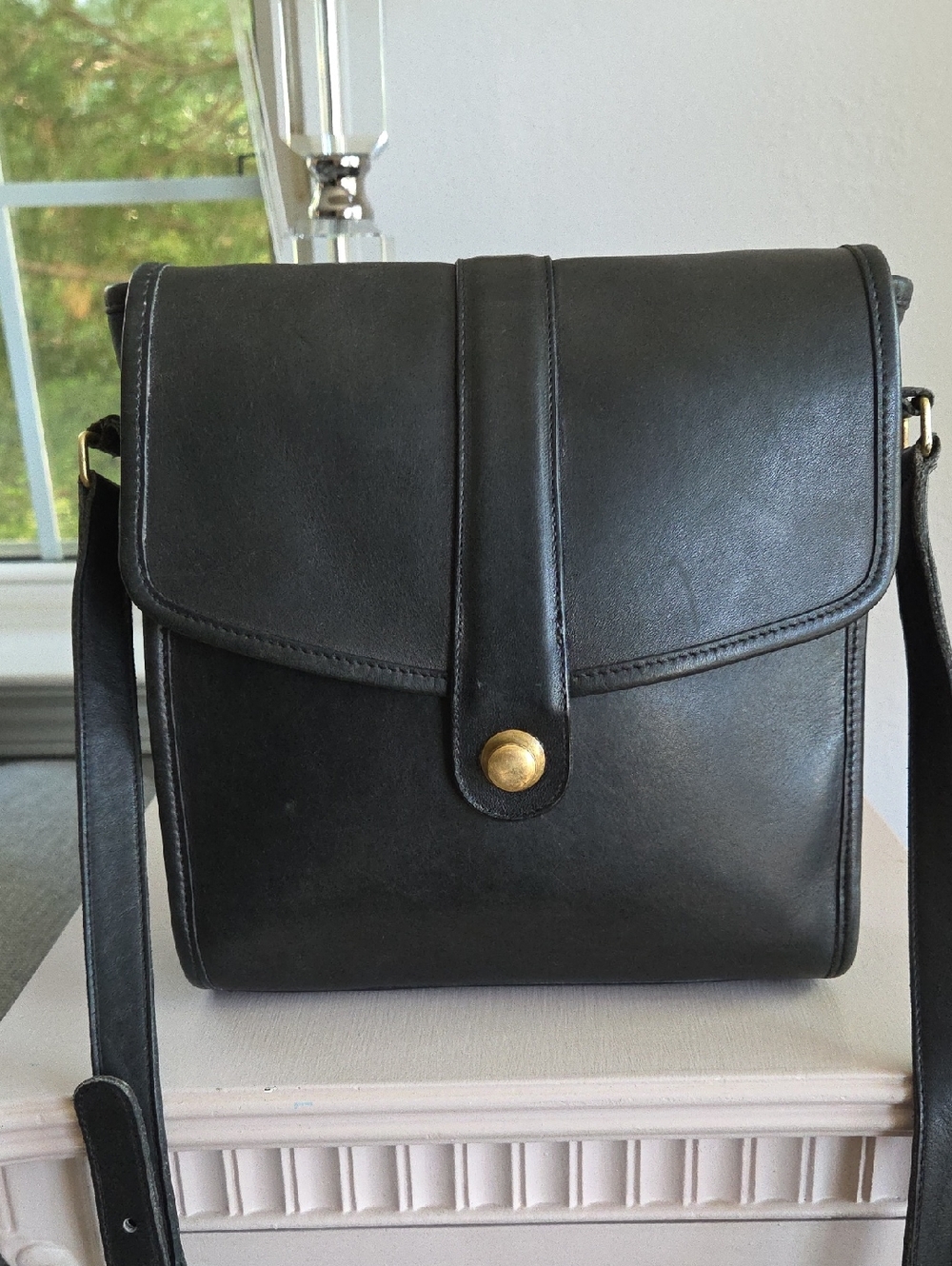 COACH Black Scout Vintage Leather Crossbody Bag 1980s - Picture 4 of 16